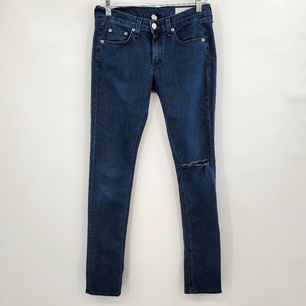 Rag and Bone Distressed Dark Wash Skinny Jeans